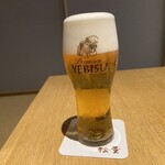 すき焼き 牛しゃぶ 松重 - 生ビール　エビス（中）