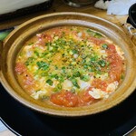 琥羊 - 生ラムとトマトの卵とじ1800円(この日メニューにはなかったのですが、特別に作ってくださいました)