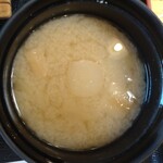 相間川温泉　ふれあい館 - 味噌汁も麩入りでうまい。