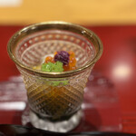 Ootani - いくら渡り蟹とほうれん草のゼリー寄せ
                        菊花土佐酢