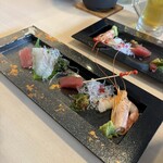 休暇村 - 鯛　マグロ　赤海老の造り