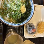 丸亀製麺 - かけうどん、明太子おにぎり、期間限定かき揚げ