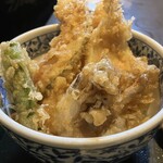 うどん家 こむぎ - かしわ天ぶっかけ(冷)+ﾐﾆ天丼