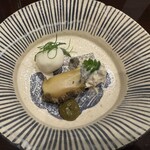 酒亭 田中 - 生貝酒蒸し・新百合根饅頭