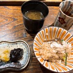 御料理 ふじ田 - たいと揚げた九条ネギのご飯