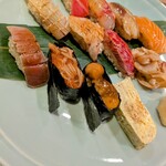 鮨やしろ - 鮪の漬け/なめ茸トビッコ/天然なめこ/玉子