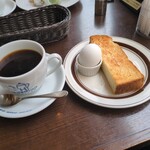 星乃珈琲店 - モーニングトーストゆで卵550円 コーヒーはたっぷりに変更