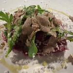 リストランテ 桜鏡 - 馬肉のカルパッチョ　パルミジャーノ・レジャーノを振りかけて