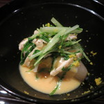 青山きいろ - 止肴：聖護院大根と京水菜、柚味噌かけ