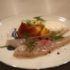 anchoa - シマアジのカルパッチョ アホブランコ添え