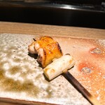 炭割烹 新谷 - 熊野地鶏もものねぎ身 ◎