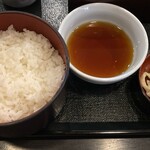 山家本店 - ごはん、天つゆ、お新香