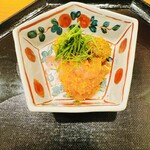 西麻布 大竹 - 甘エビと石川小芋のカラスミ和え