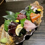 海鮮炭火原始焼き 日本酒 のど黒炭魚 - 