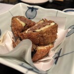 酢重ダイニング - ナスのひき肉はさみ揚げ