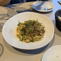 Trattoria Tabule - 焼きナスとムール貝のジンジャーペペロンチーノ