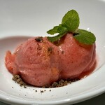 野乃庵 - 旬野菜の野々庵コース(￥6,600)　気まぐれデザート　プラムといちごのシャーベット