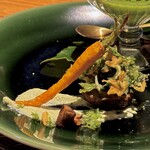 野乃庵 - 旬野菜の野々庵コース(￥6,600)　今朝どれの人参とかき揚げ