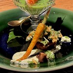 野乃庵 - 旬野菜の野々庵コース(￥6,600)　今朝どれの人参とかき揚げ