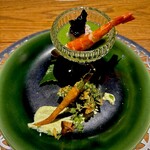 野乃庵 - 旬野菜の野々庵コース(￥6,600)　今朝どれの人参とかき揚げ、海老と里芋ときくらげブロッコリーのソース