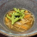 野乃庵 - 旬野菜の野々庵コース(￥6,600)　穀物と野菜の重ね煮スープ　ごぼうととうもろこし