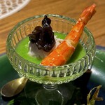 野乃庵 - 旬野菜の野々庵コース(￥6,600)　海老と里芋ときくらげブロッコリーのソース