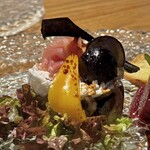 野乃庵 - 旬野菜の野々庵コース(￥6,600)　生ハム、なすとカッテージチーズ