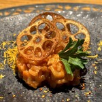 野乃庵 - 旬野菜の野々庵コース(￥6,600)　安曇野産無農薬米の味わいリゾット　レンコン