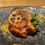 野乃庵 - 旬野菜の野々庵コース(￥6,600)　安曇野産無農薬米の味わいリゾット　レンコン