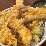 土手の伊勢屋 - 天丼ロ+おみそ椀ちょいアップ