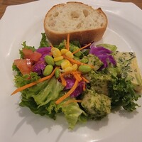 bottega 柏店 - 6種の野菜とクスクスのサラダ、石窯焼きバケット