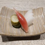 鳥さき - 甘酢漬け(きゅうり、みょうが、大根)