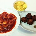 銀座アスター - 料理写真:海老のチリソース煮(大)と肉だんご
