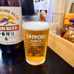 味楽 - 管理が行き届いたコップでいただくビールは格別。