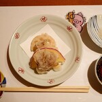 米福 - 季節の天ぷら(レンコン、エリンギ、さつまいも、マイタケ)