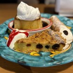 ピッツェリア トラットリア ダ オカピート - アマレーナチェリーのタルトパイ パンナコッタ プリン カンノーリ