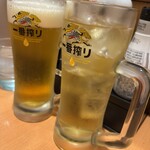 日高屋 - ドリンク写真:生ビールと陸ハイボールで、おつかれさま‼️
