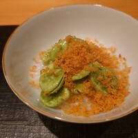 御料理 まつ山 - そら豆と唐墨のお粥