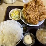 竜園 - 唐揚げ定食(ご飯大盛り)
