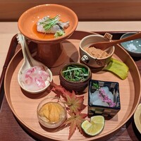 東麻布 いち川 - 鰆、真鯛、シロイカ、ムラサキウニ