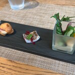 nomad - 前菜1：ツナと生ハム、タチウオ、バーニャフレイダ