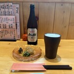 みち楽 - 瓶ビール・付け出し