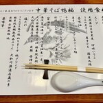 中華そば 鴨福 - 中華そばの使用食材の説明