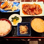 八兵衛 - ■ おまかせ魚とお肉 MIX (生姜焼き or ハンバーグ)・"生姜焼き"セレクト、2,200円