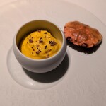 オトワ レストラン - モクズガニ　バーベナ　ペッパー　ほうじ茶ゼリー　おんでんかぼちゃエスプーマ　そうめんカボチャ