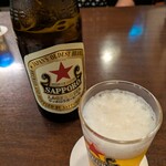 うどん秋月 - 赤星の瓶ビールで