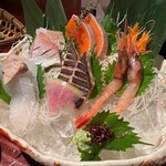 葱ぼうず - 佐渡沖盛合わせ（ち鯛/佐渡銀鮭/皮はぎ/沖鰆/南蛮海老）