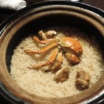 しのはら - 上海蟹の土鍋ご飯のプレゼン