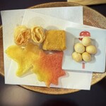 茶房 半兵衛 - むし養い〜揚げ物(小巻ゆば、ふきよせ麸、白玉麸)