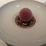 ハインツ・ベック - 赤い果実の冷製スフェラ　お茶のクリーム結晶化したラズベリー
      